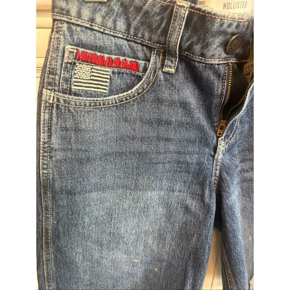 HOLLISTER Women's Low Rise Baggy Jort Raw Hem Denim Shorts Blue Size 000/W23